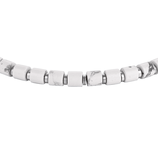 BRACELET D'ACIER POUR HOMME AVEC PIERRES BLANCHES Luca Barra