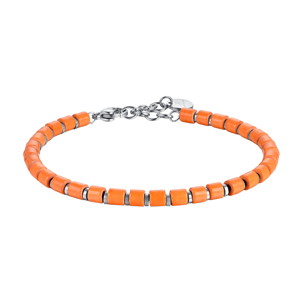 BRACELET HOMME EN ACIER AVEC PIERRES ORANGE Luca Barra