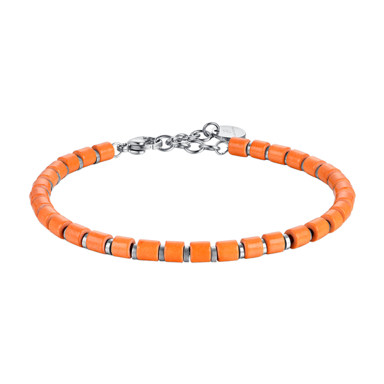 BRACELET HOMME EN ACIER AVEC PIERRES ORANGE Luca Barra