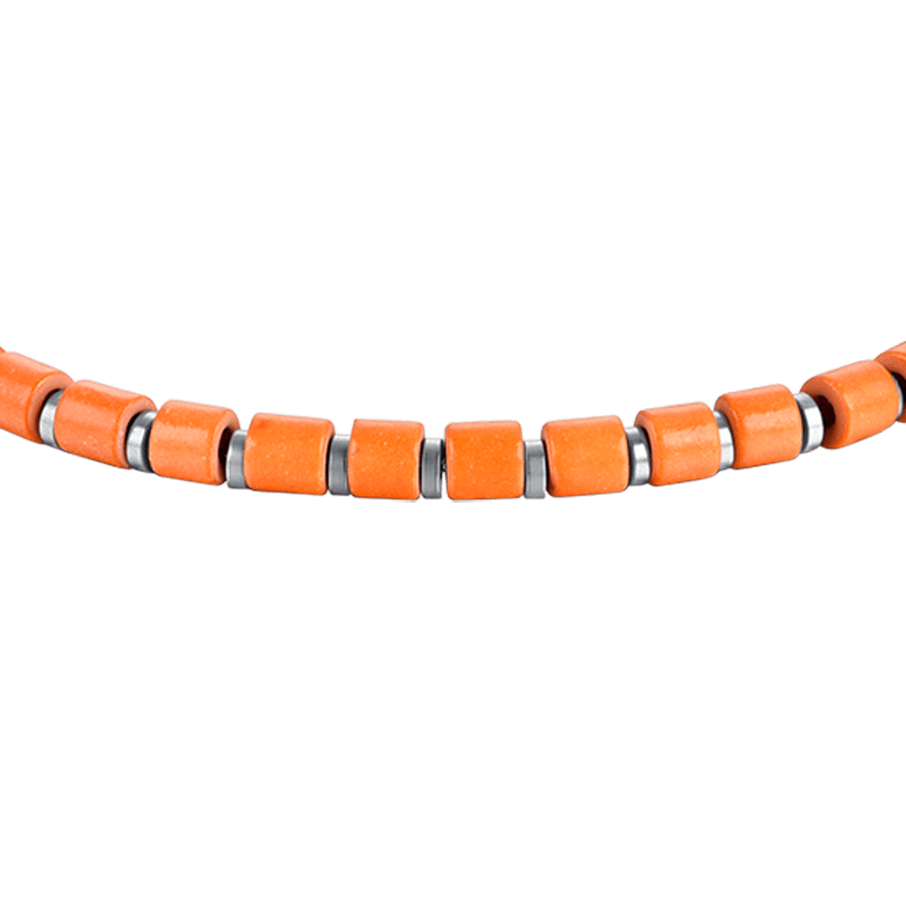 BRACELET HOMME EN ACIER AVEC PIERRES ORANGE
