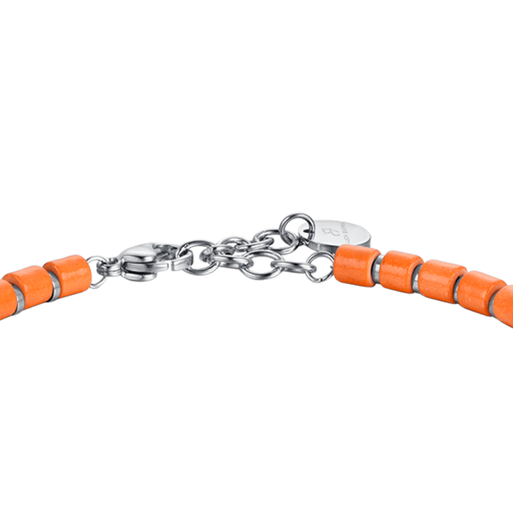 BRACELET HOMME EN ACIER AVEC PIERRES ORANGE