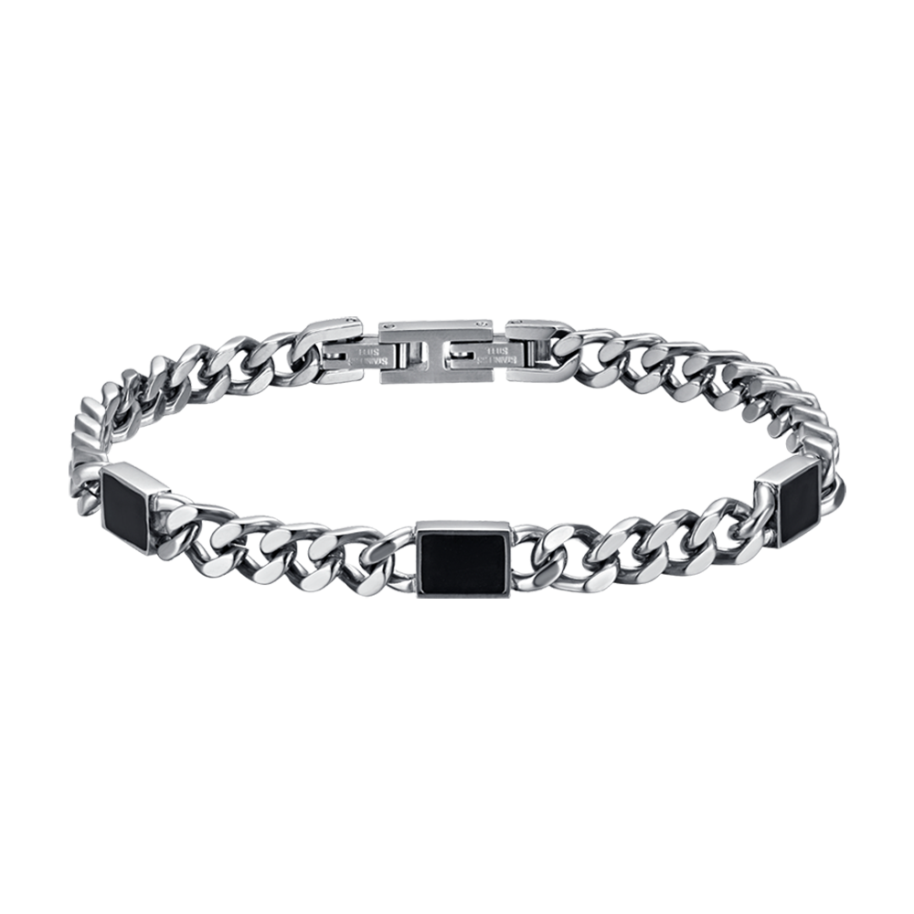 BRACELET ACIER POUR HOMME AVEC ÉLÉMENTS NOIRS Luca Barra