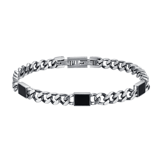 BRACELET ACIER POUR HOMME AVEC ÉLÉMENTS NOIRS Luca Barra