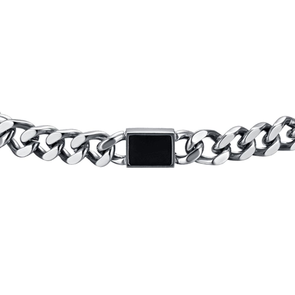 BRACELET ACIER POUR HOMME AVEC ÉLÉMENTS NOIRS Luca Barra