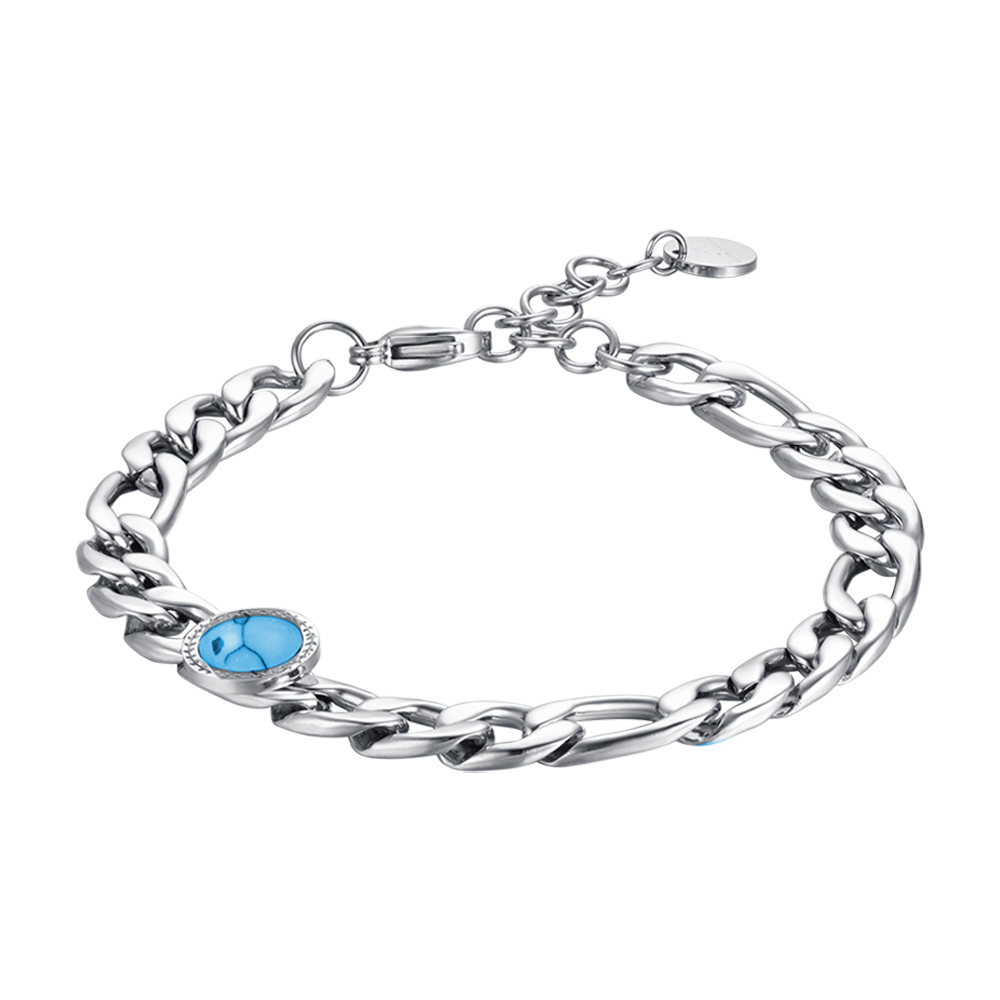 BRACELET HOMME EN ACIER AVEC PIERRE TURQUOISE Luca Barra