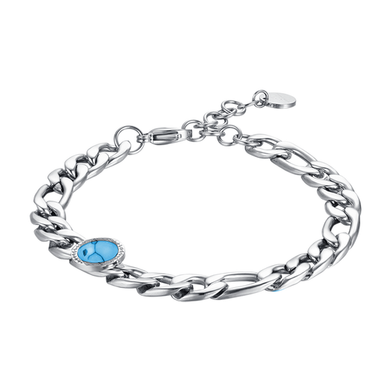 BRACELET HOMME EN ACIER AVEC PIERRE TURQUOISE Luca Barra