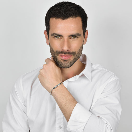 BRACELET HOMME EN ACIER GRAZIE MAESTRO AVEC PLAQUE