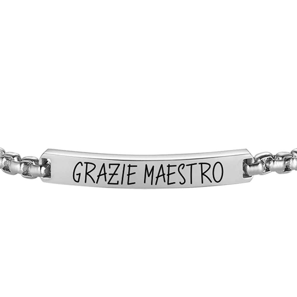 BRACELET HOMME EN ACIER GRAZIE MAESTRO AVEC PLAQUE