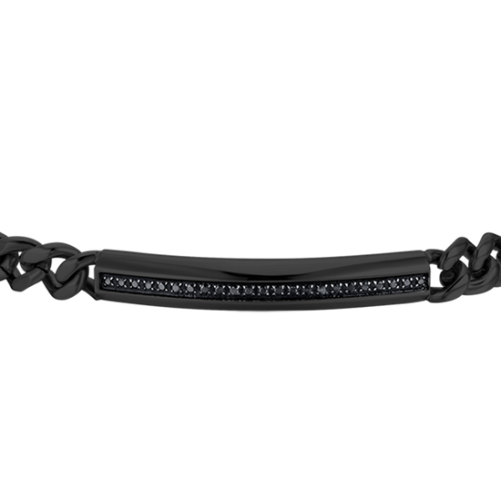 BRACELET HOMME EN ACIER IP NOIR AVEC ÉLÉMENT EN CRISTAL NOIR