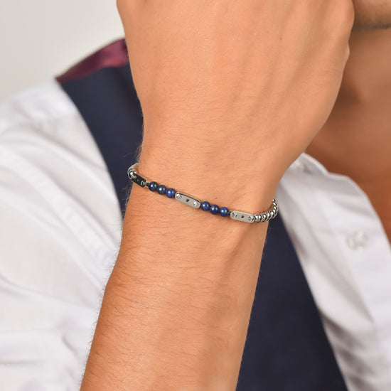 BRACELET D'ACIER POUR HOMME AVEC PIERRES LAPIS Luca Barra