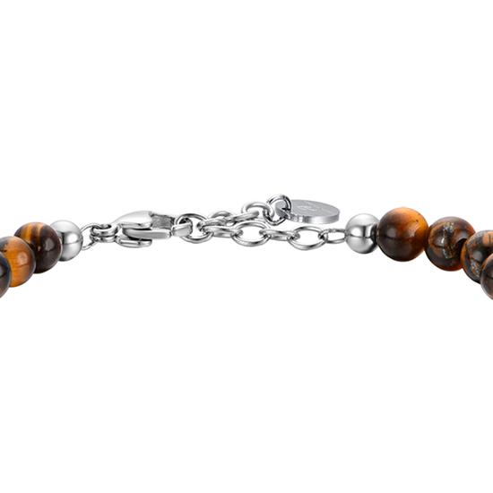 BRACELET HOMME EN ACIER AVEC PIERRES EN OEIL DE TIGRE ET ÉLÉMENTS EN ACIER