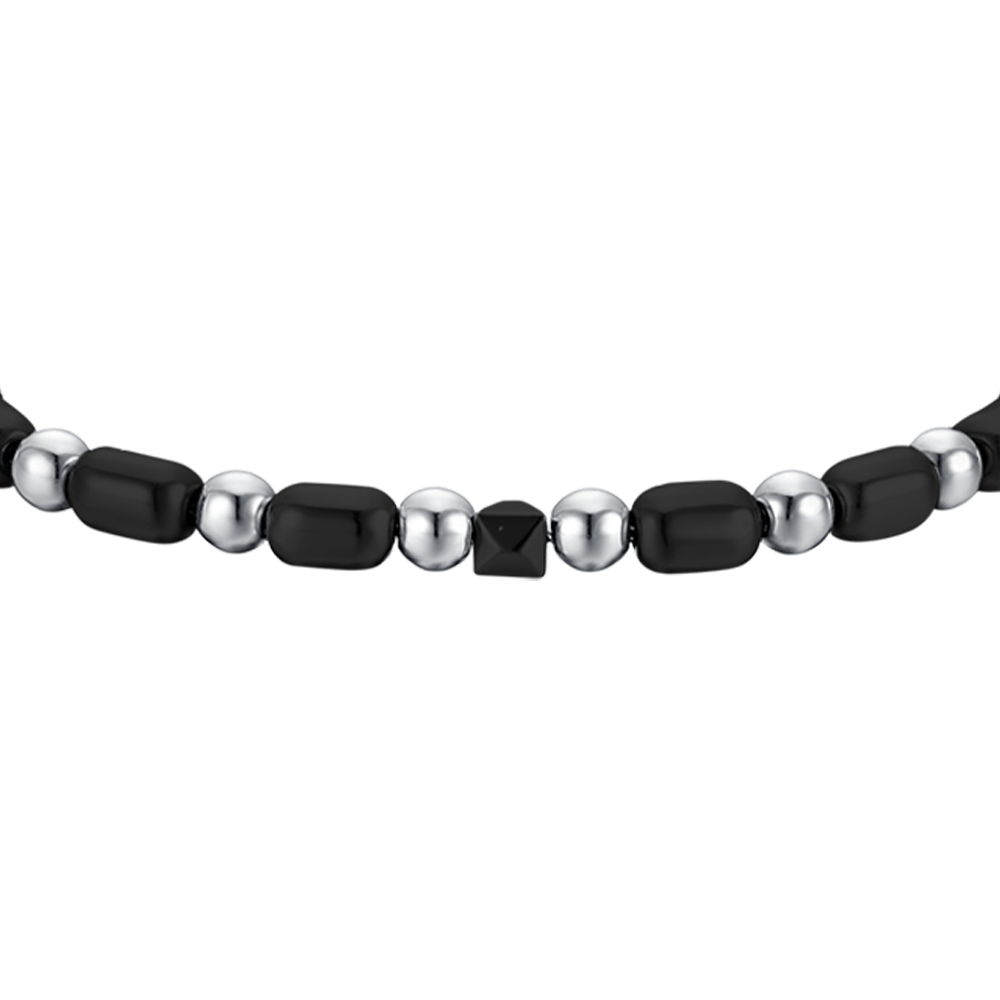 BRACELET HOMME EN ACIER AVEC IP GUN ET HÉMATITE NOIRE