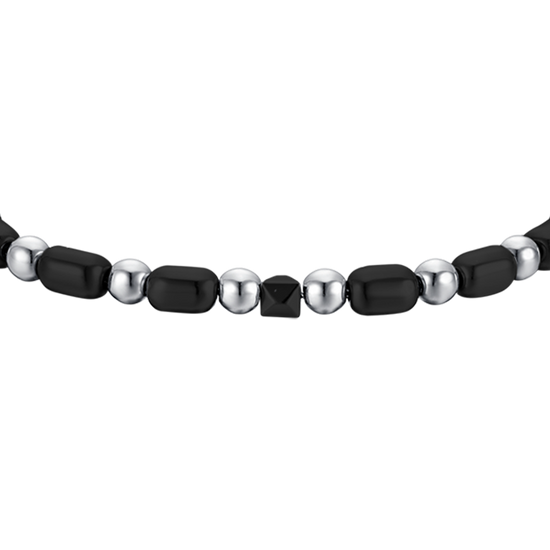 BRACELET HOMME EN ACIER AVEC IP GUN ET HÉMATITE NOIRE