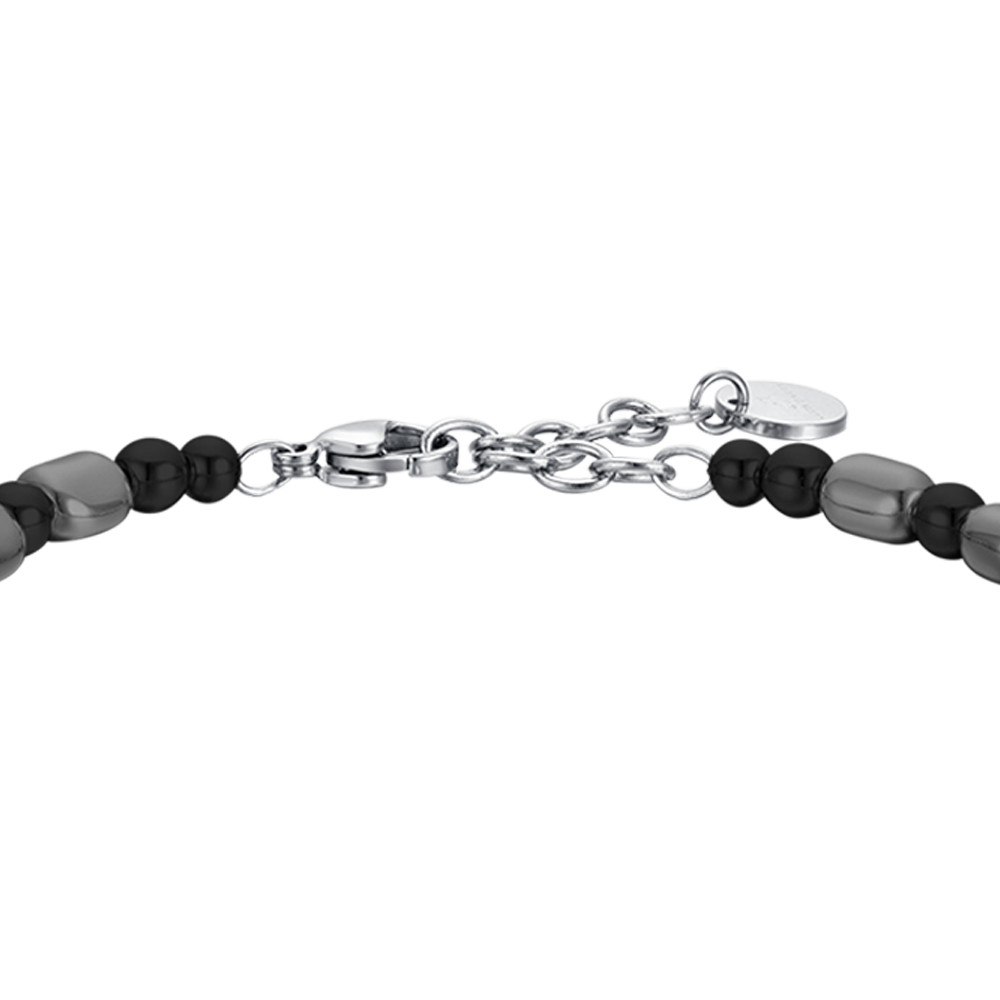 BRACELET HOMME EN ACIER AVEC IP GUN ET HÉMATITE NOIRE