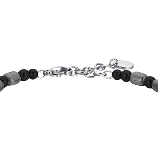 BRACELET HOMME EN ACIER AVEC IP GUN ET HÉMATITE NOIRE