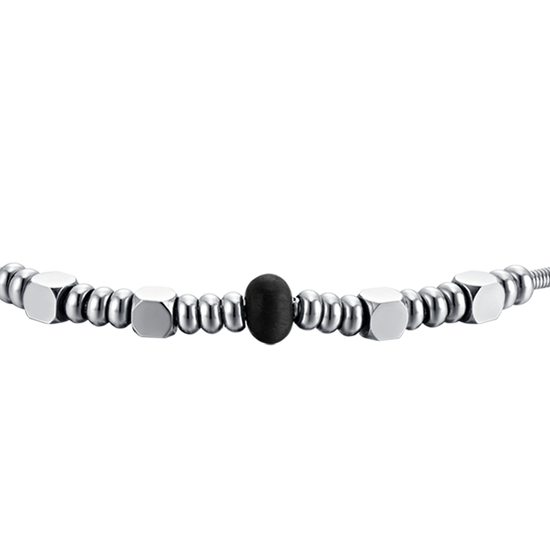 BRACELET HOMME EN ACIER AVEC AGATE NOIRE