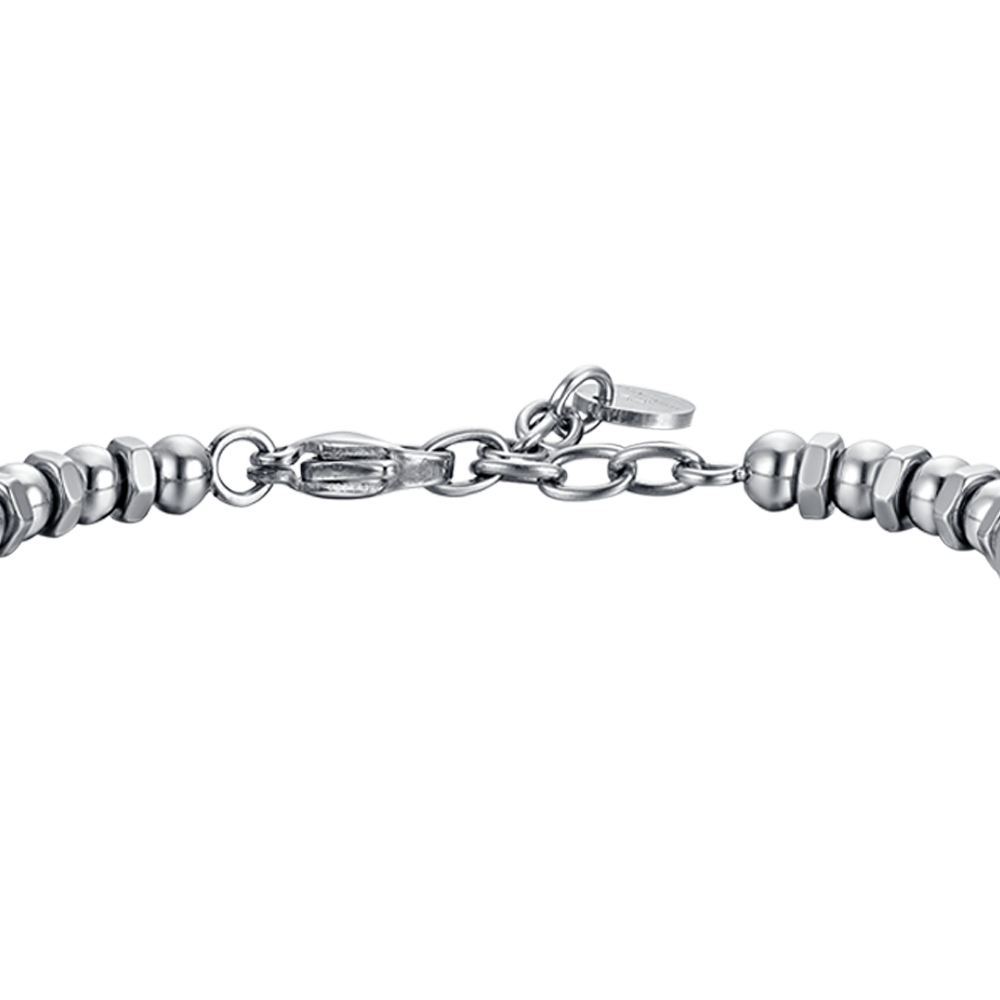 BRACELET HOMME EN ACIER AVEC ANCRE ET ÉMAIL NOIR