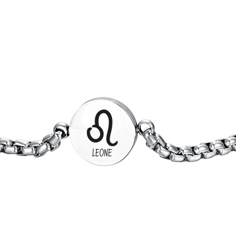 BRACCIALE UOMO IN ACCIAIO SEGNO ZODIACALE LEONE PIASTRA Luca Barra