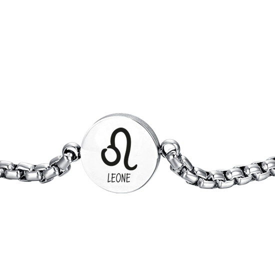 BRACCIALE UOMO IN ACCIAIO SEGNO ZODIACALE LEONE PIASTRA Luca Barra