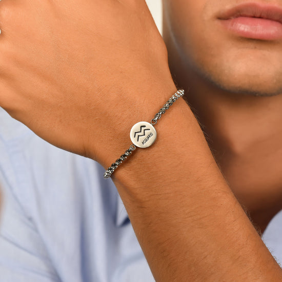 BRACELET HOMME EN ACIER SIGNE ZODIAC PLATEAU AQUARIUS Luca Barra