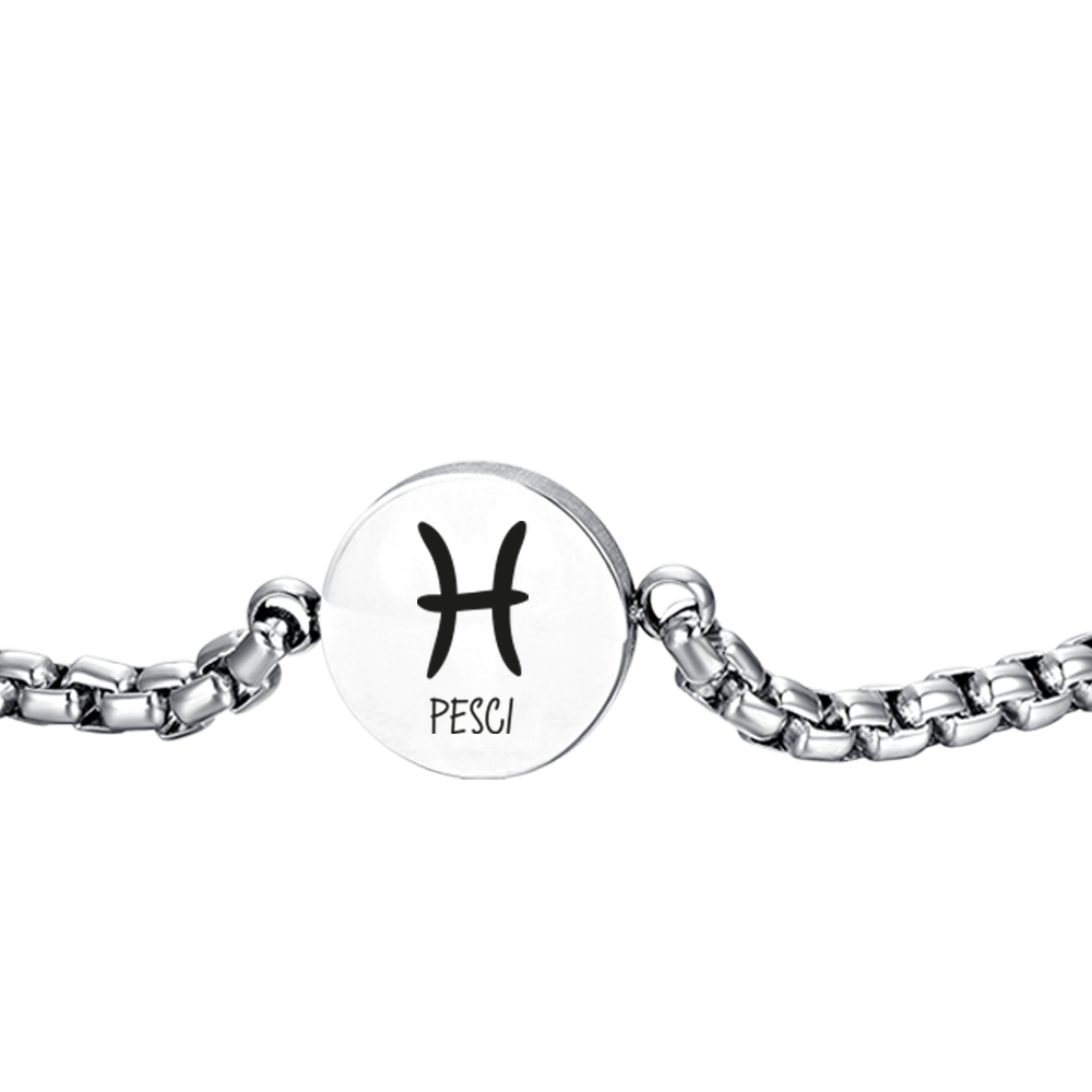 BRACELET HOMME EN ACIER SIGNE DU ZODIAQUE POISSONS PLAQUE