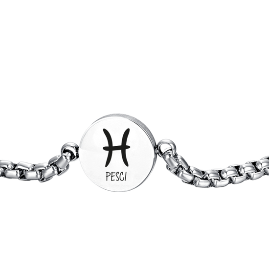 BRACELET HOMME EN ACIER SIGNE DU ZODIAQUE POISSONS PLAQUE