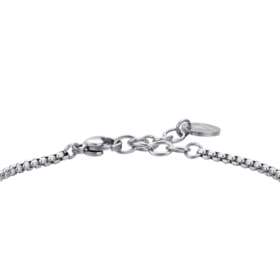 BRACELET HOMME EN ACIER AVEC CROIX EN ARGENT ET ÉMAIL NOIR