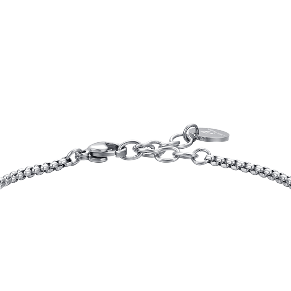 BRACELET HOMME EN ACIER AVEC FER À CHEVAL ARGENTÉ ET ÉMAIL NOIR
