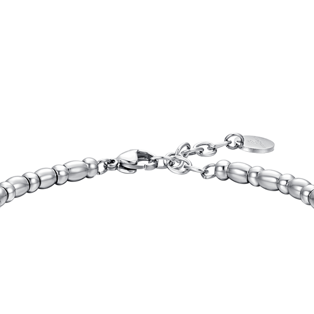 BRACELET HOMME EN ACIER AVEC ANCRE ARGENTÉE ET ÉMAIL NOIR