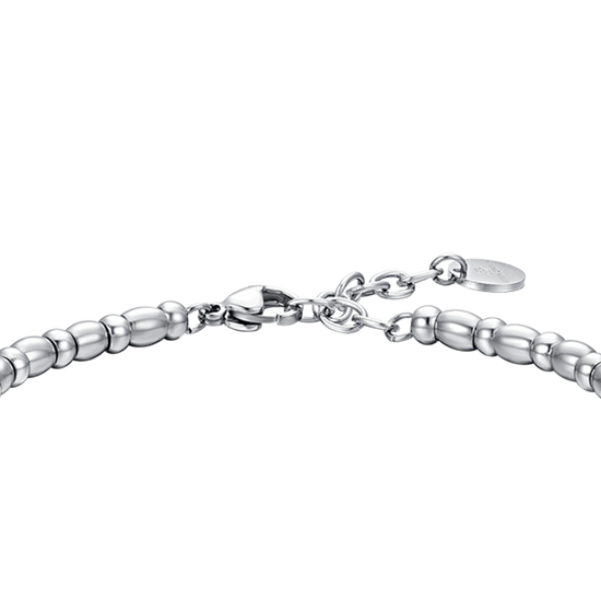 BRACELET HOMME EN ACIER AVEC ROSE DES VENTS ARGENTÉE ET ÉMAIL NOIR