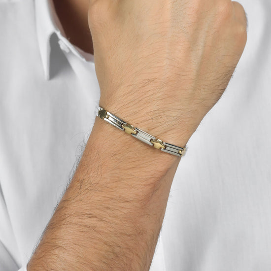 BRACCIALE UOMO IN ACCIAIO CON CROCI IP GOLD Luca Barra