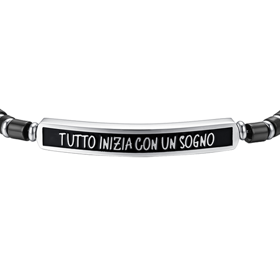 BRACCIALE UOMO IN ACCIAIO IP NERO TUTTO INIZIA CON UN SOGNO