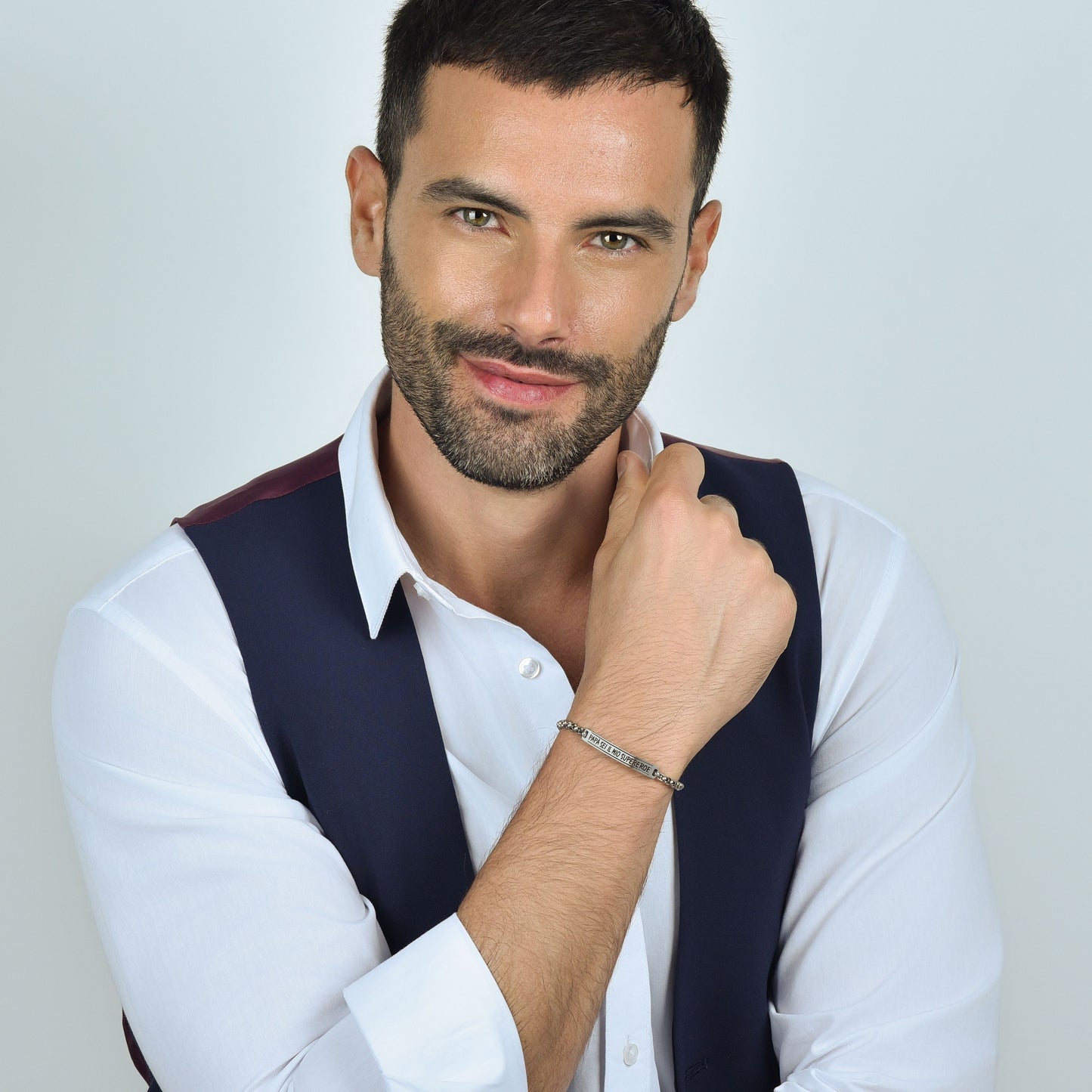 BRACCIALE UOMO IN ACCIAIO PAPÀ SEI IL MIO SUPEREROE