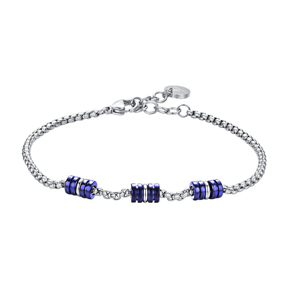 BRACCIALE UOMO IN ACCIAIO CON ELEMENTI IP BLU E SILVER Luca Barra