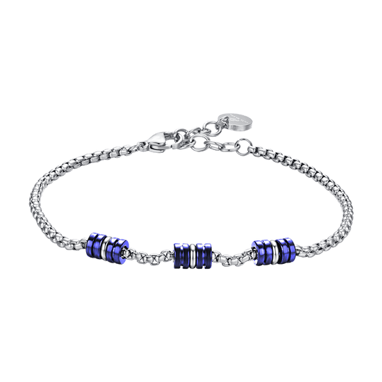 BRACCIALE UOMO IN ACCIAIO CON ELEMENTI IP BLU E SILVER Luca Barra