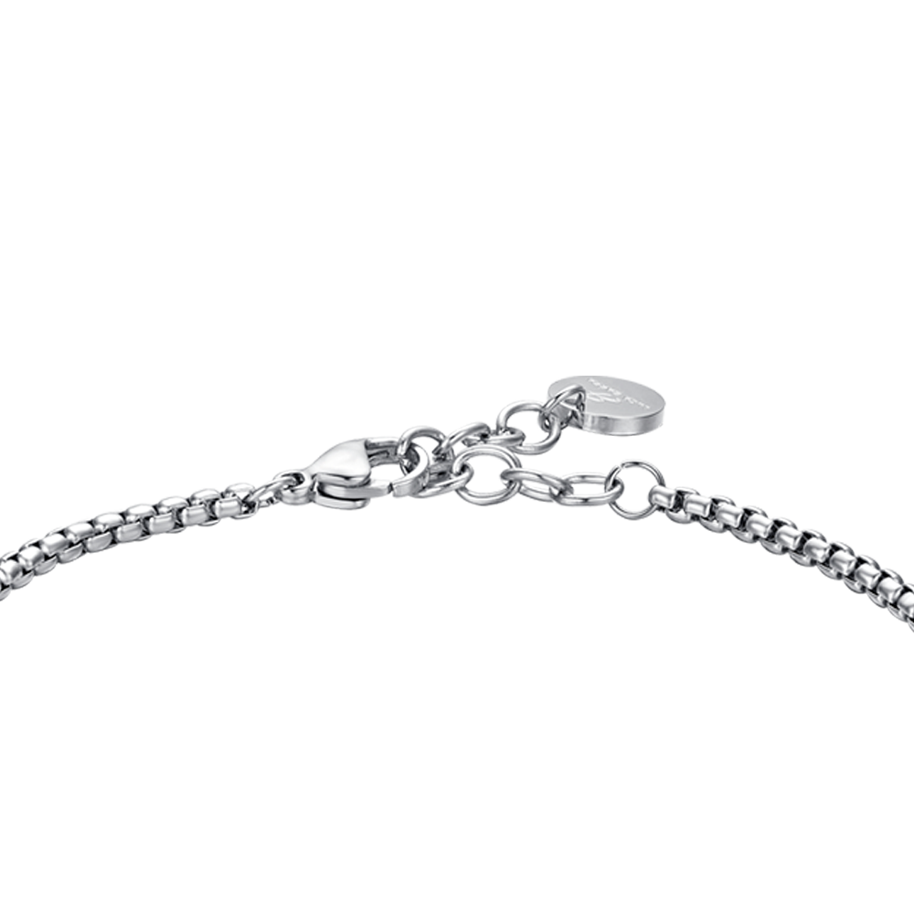 BRACELET HOMME EN ACIER AVEC ÉLÉMENTS IP BLEUS ET ARGENTÉS
