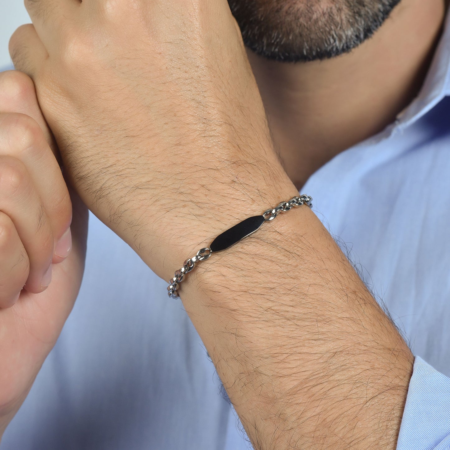 BRACELET ACIER POUR HOMME AVEC ÉLÉMENT IP NOIR Luca Barra