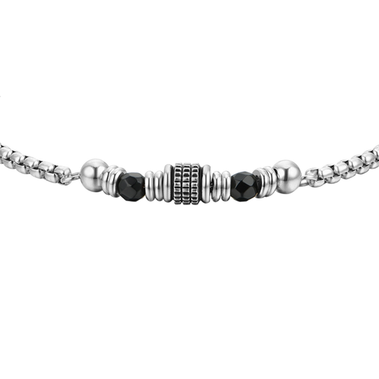 BRACELET ET ÉLÉMENTS EN ACIER AGATE NOIR POUR HOMME