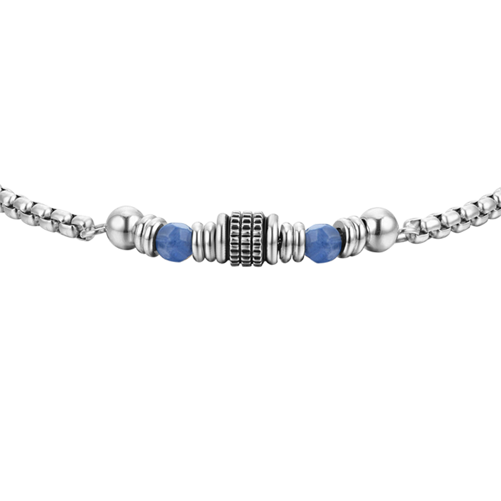 BRACELET HOMME EN ACIER SODALITE BLEU