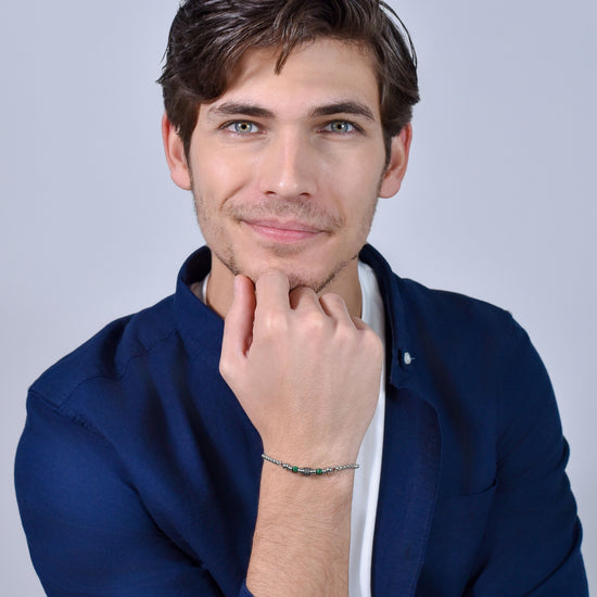 BRACELET HOMME EN ACIER MALACHITE VERTE