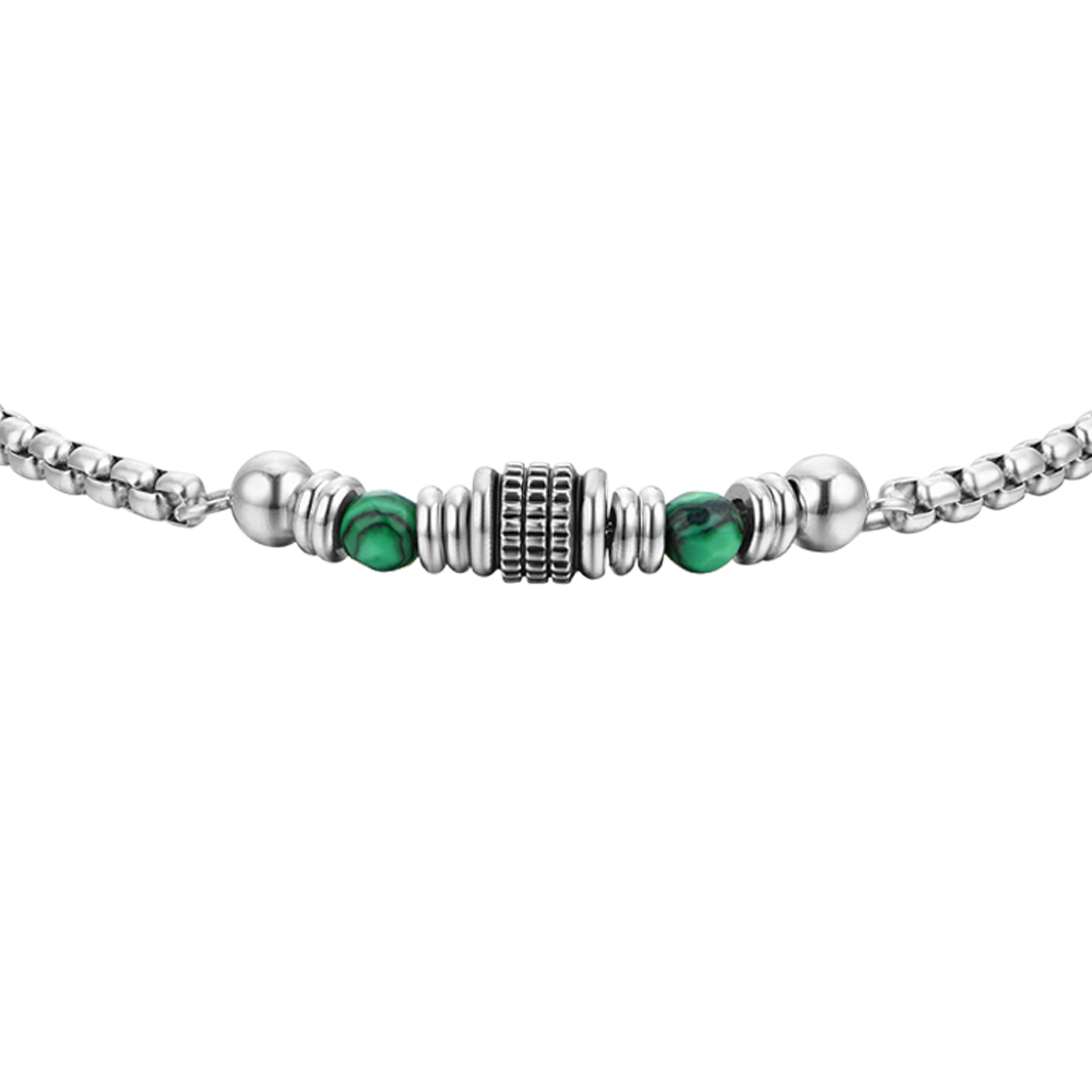 BRACELET HOMME EN ACIER MALACHITE VERTE
