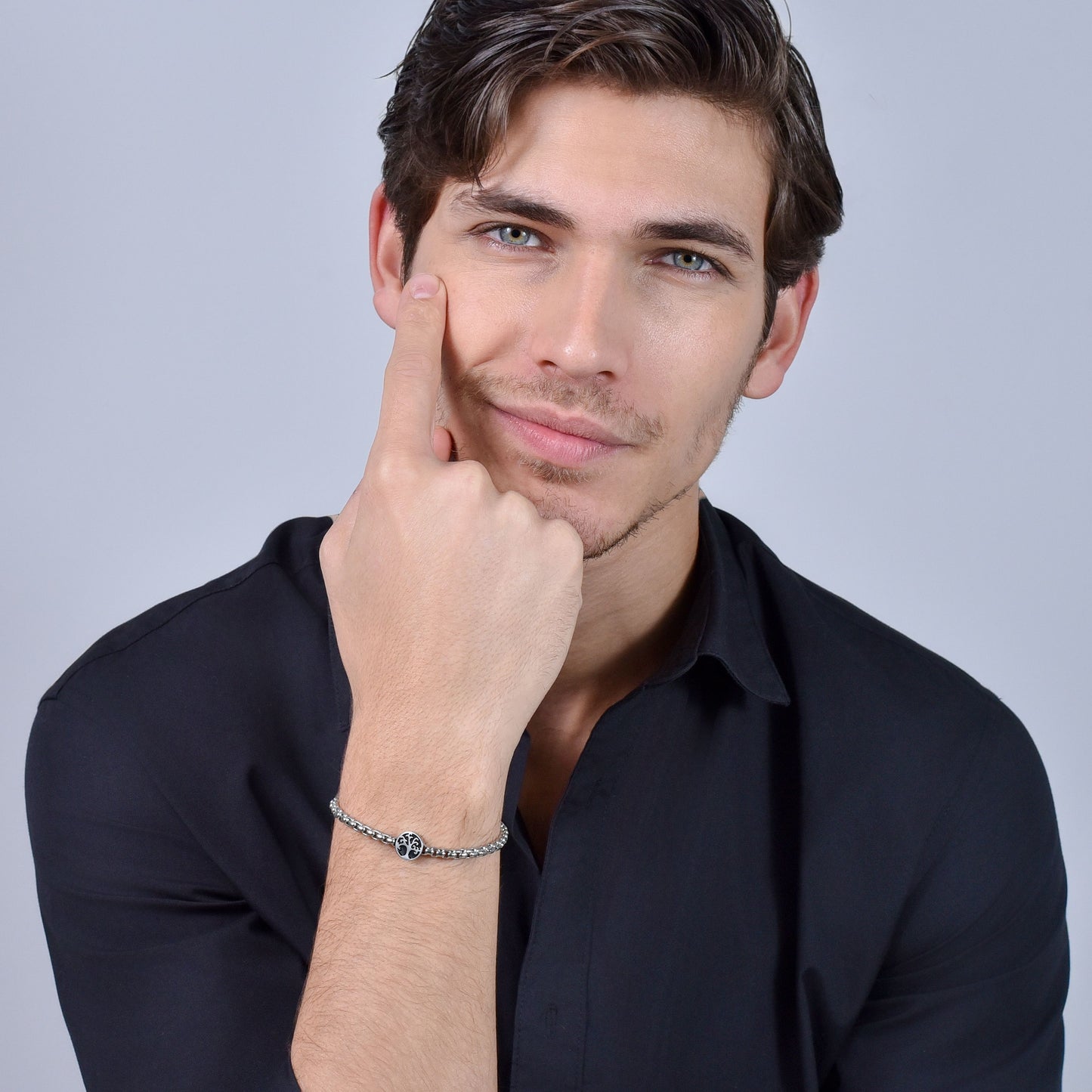 BRACELET HOMME EN ACIER ARBRE DE VIE