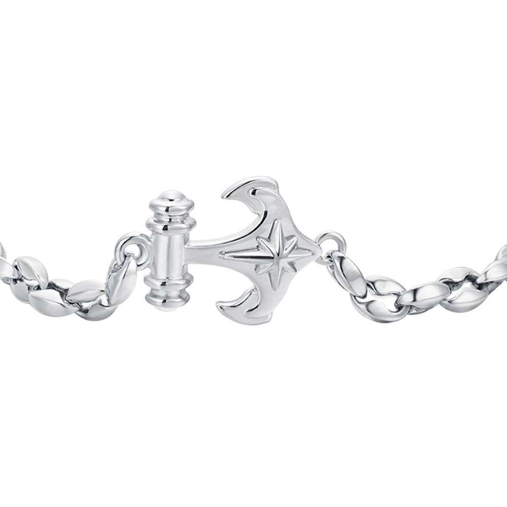 BRACELET HOMME EN ACIER AVEC ANCRE ET ROSE DES VENTS