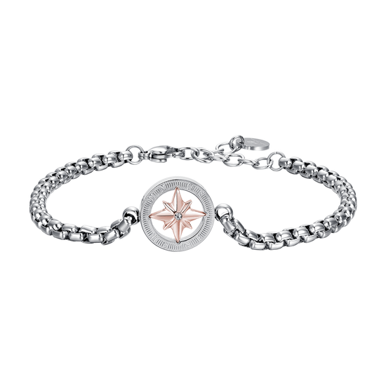 BRACCIALE UOMO IN ACCIAIO CON ROSA DEI VENTI IP ROSE Luca Barra