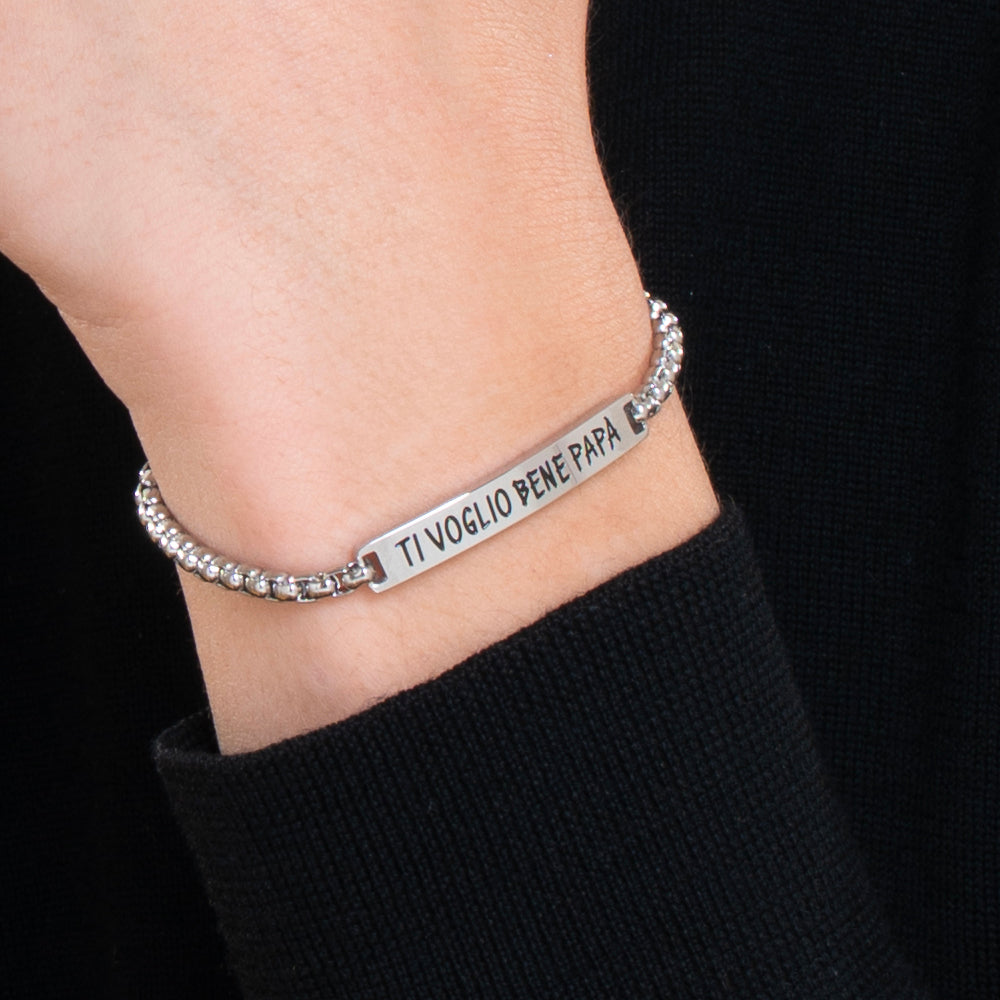 BRACELET HOMME ACIER JE T'AIME PAPA