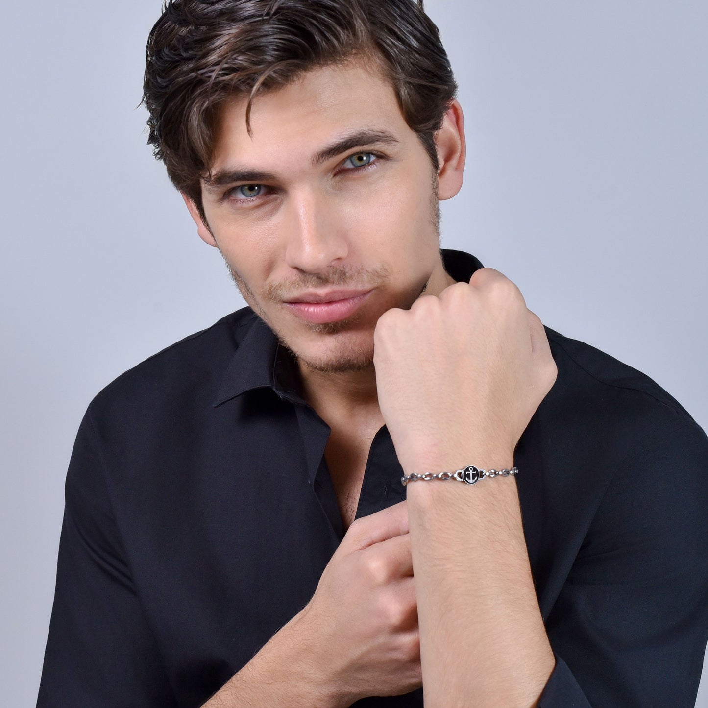BRACELET POUR HOMME EN ACIER AVEC ANCRE