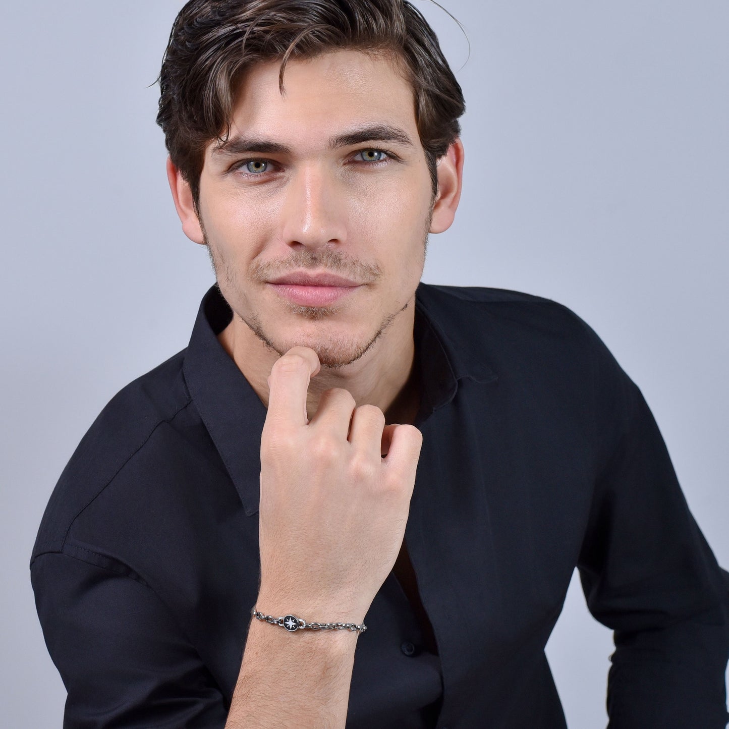 BRACELET HOMME EN ACIER AVEC ROSE DES VENTS