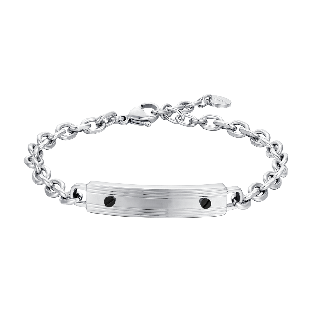 BRACELET ACIER POUR HOMME AVEC ÉLÉMENTS NOIRS Luca Barra