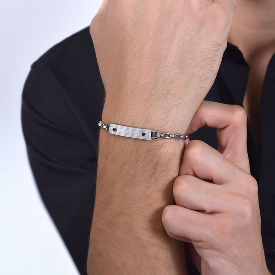 BRACELET ACIER POUR HOMME AVEC ÉLÉMENTS NOIRS Luca Barra