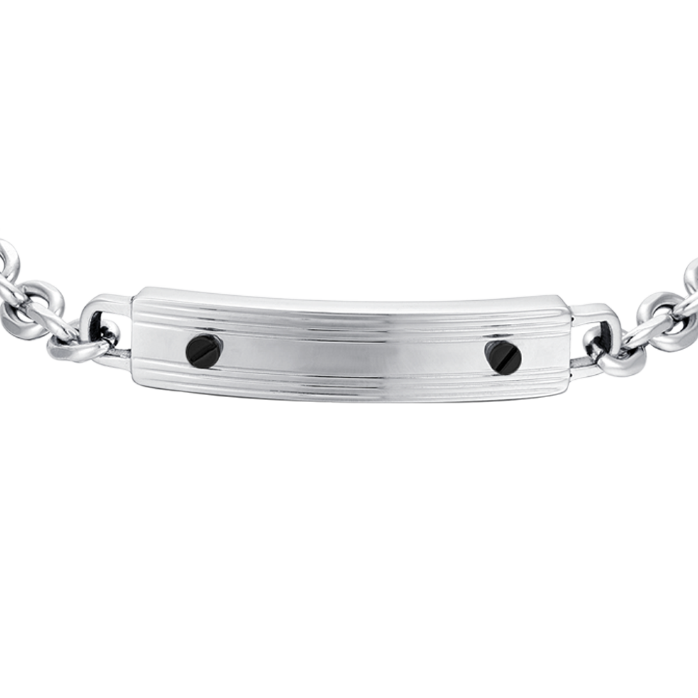 BRACELET POUR HOMME EN ACIER AVEC ÉLÉMENTS NOIRS